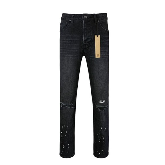 Ksubi Inkjet Hem Ripped Embroidery Slim Fit Jeans